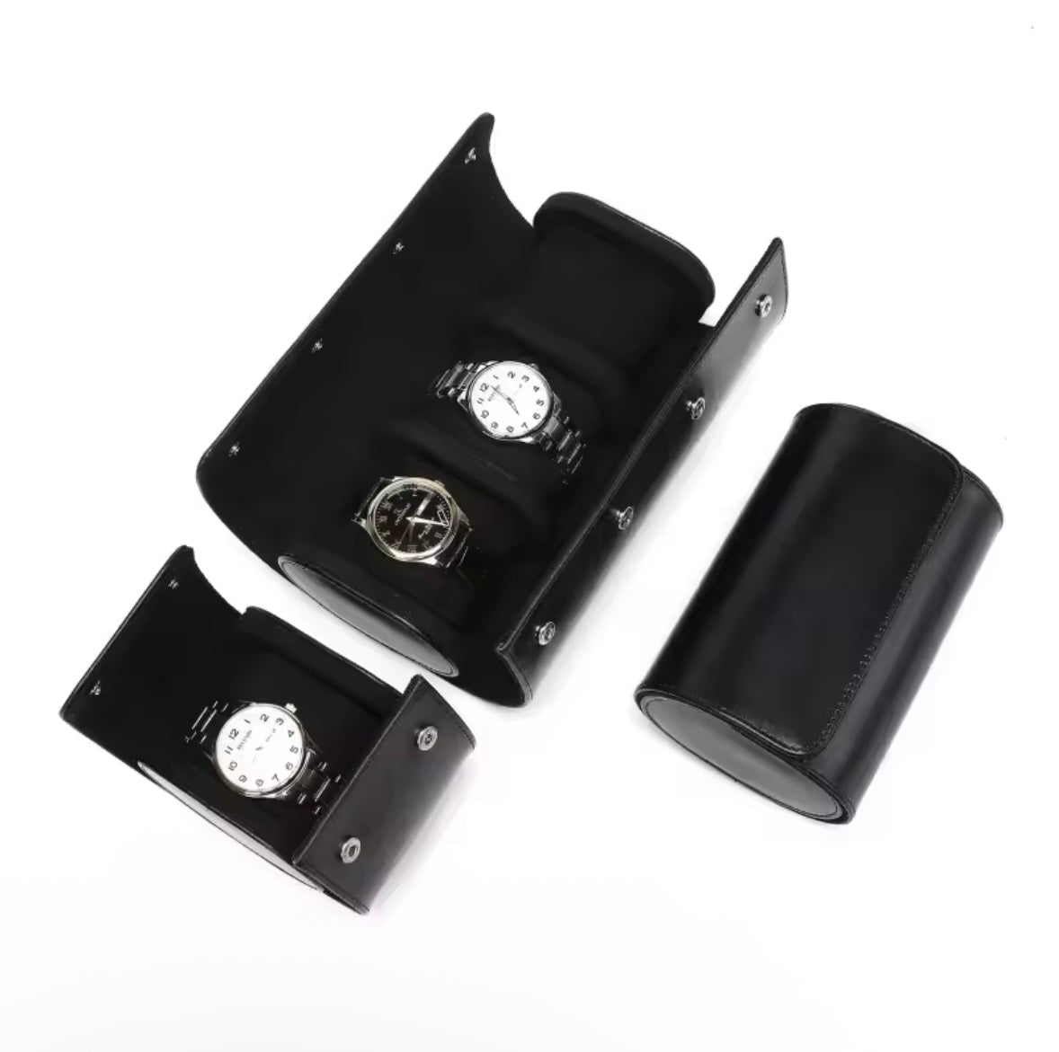 Étui de Voyage en Cuir pour 1, 2 ou 3 Montres – Pochette Luxe avec Intérieur Suédine